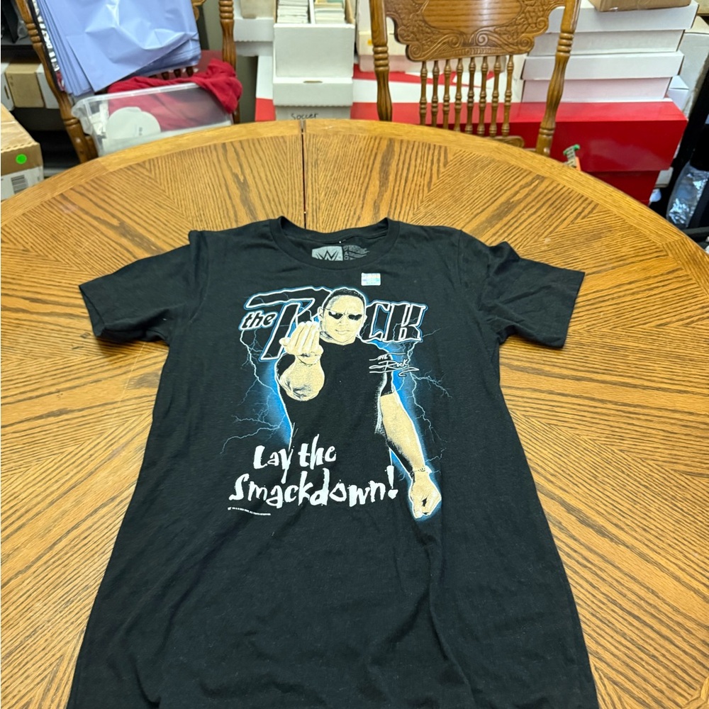 WWE Authentic Rock Black Tee
